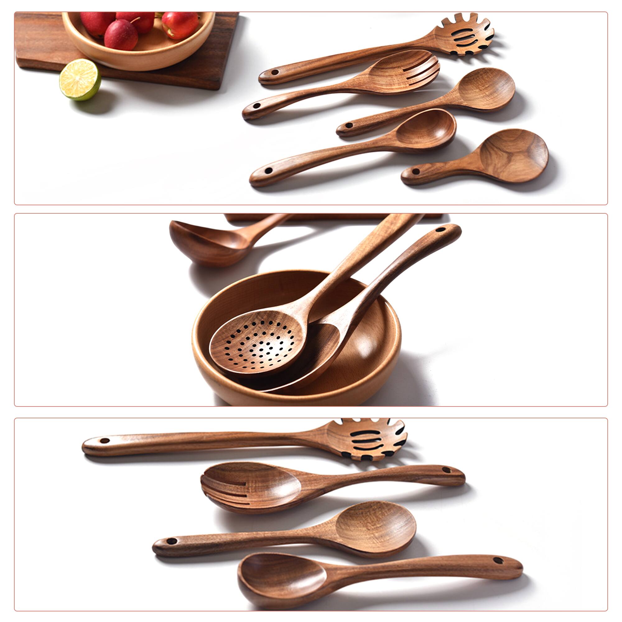Alt View 1. Sugift - 13-Piece Wooden Spoons for Cooking - Brwon.