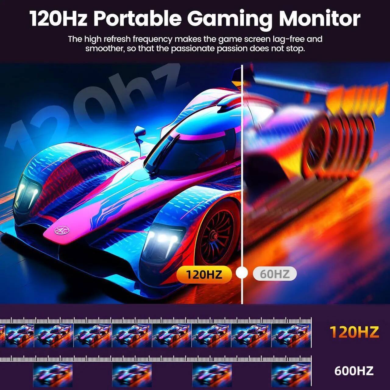 120Hz Portable Gaming Monitor

The high refresh frequency makes the game screen lag-free and smoother, so that the passionate passion does not stop.

120Hz 60Hz 120Hz 600Hz