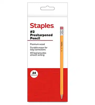 Staples
#2 Presharpened Pencil
Premium wood
Durable eraser for easy corrections
#2 lead provides smooth writing
24 PENCILS