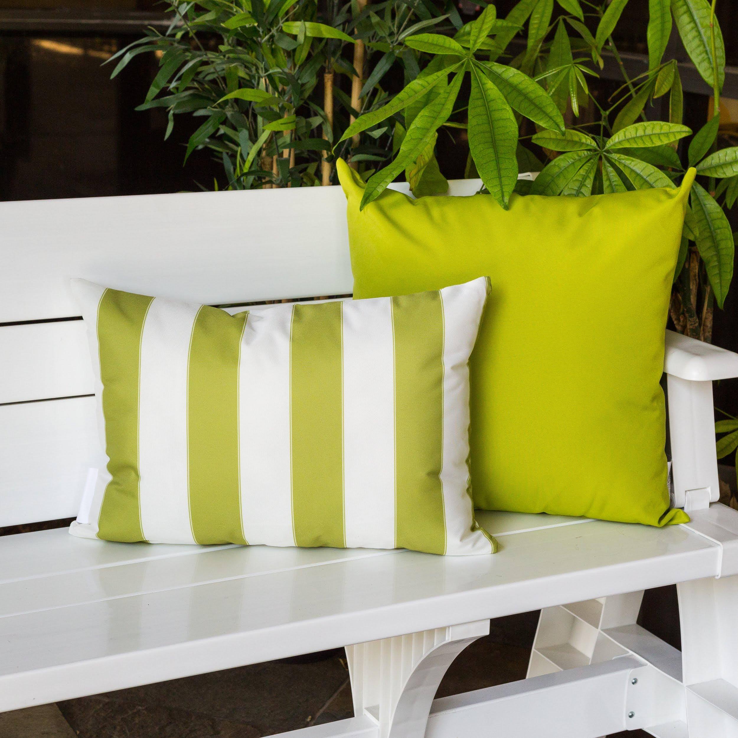 Angle. TinyHomie - Horizon Stripe Pillow 14x20 Outdoor Indoor - Green.