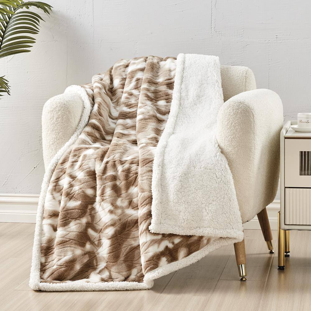Alt View 1. Noble House - Plazatex Alaska Sherpa Decorative Super Soft Throw Blanket for Sleep/Decor 50" X 60" Taupe - Taupe.