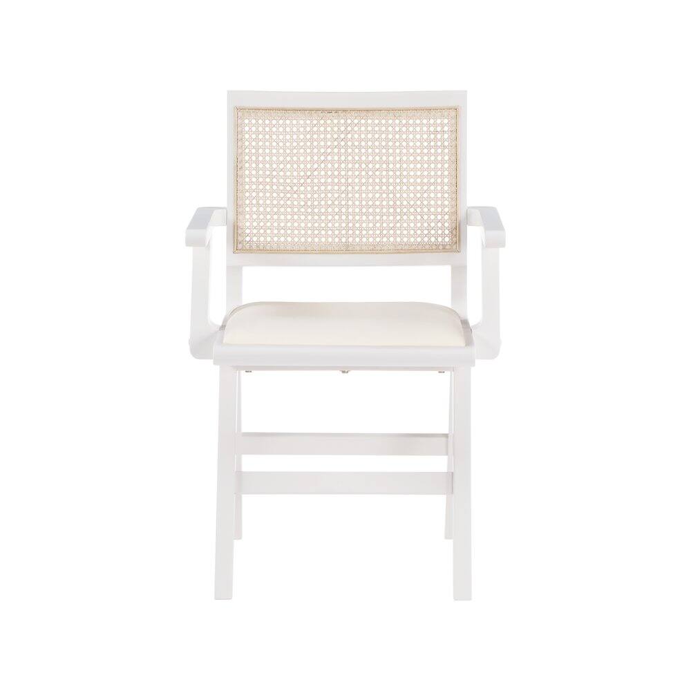 Alt View 2. Meridian Furniture - Abby Cream Vegan Leather Dining Arm Chair, Set of 2 - Beige.
