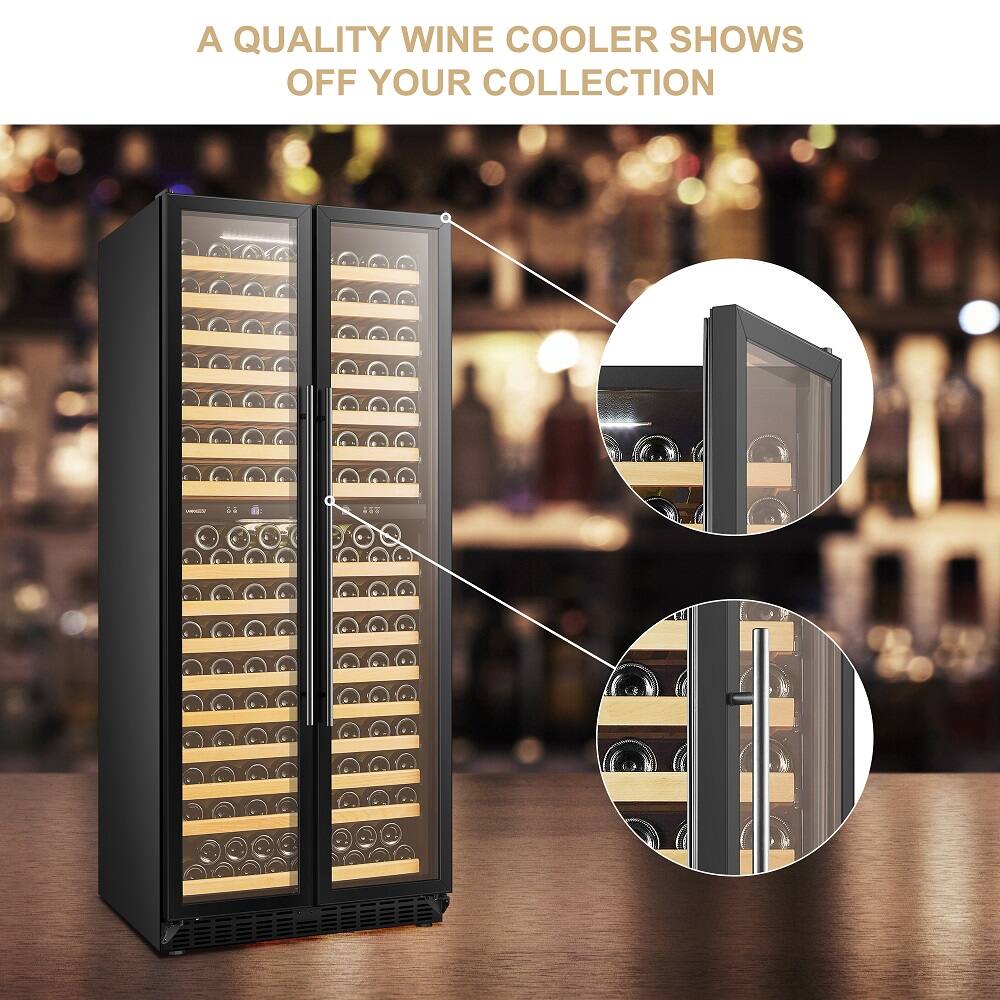 Alt View 14. LanboPro - 32 Inch 255 Bottle Dual Zone Wine Cooler Fridge with Huge Capacity and Fridge with Removable Shelves - Black.