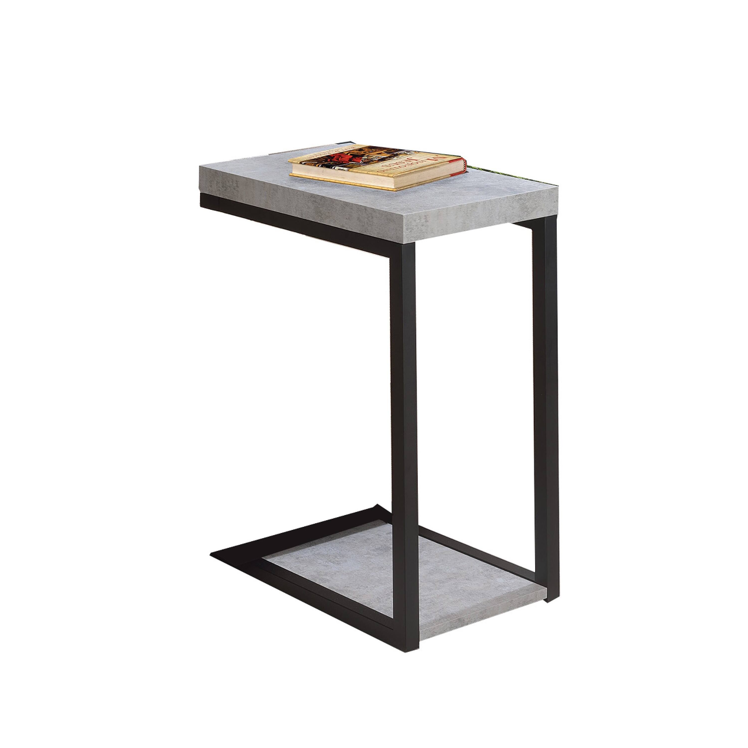 Front. Manhattan Lane - Industrial Faux Cement Designed Snack Table - Black.