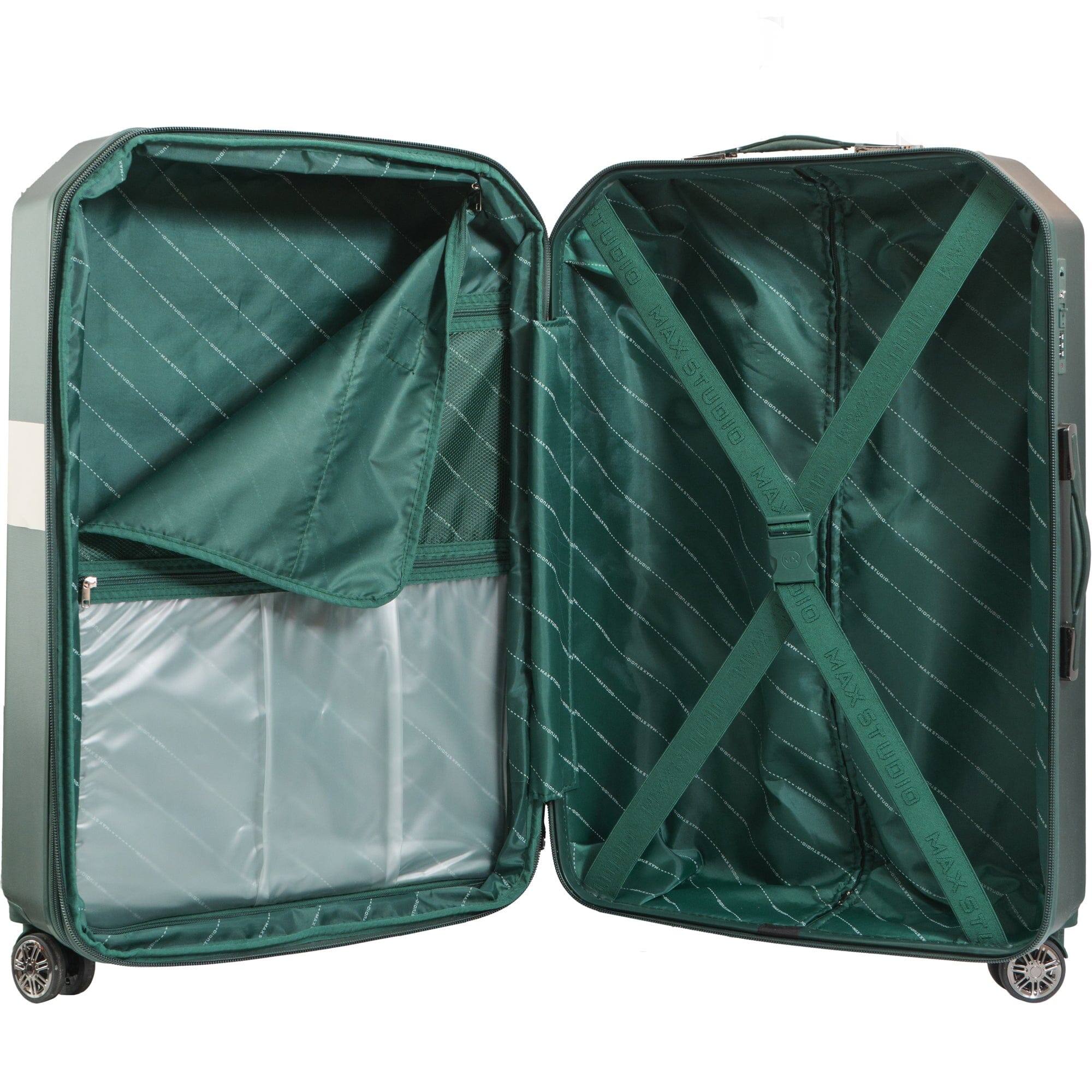 Max Studio ABS Hard Side 3 Piece Hexagon Luggage Set 243 EMERALD