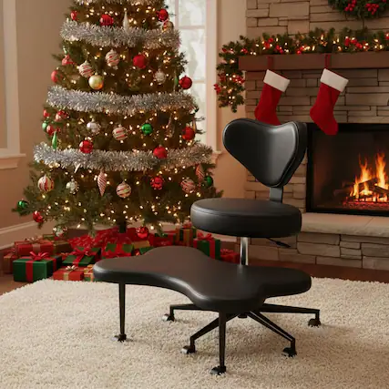 Front. Pinmoco - Pinmoco - Office Chair Ergonomic Cross-Legged Desk Chair with Height Adjustable Wheels Meditation Chair - Black.