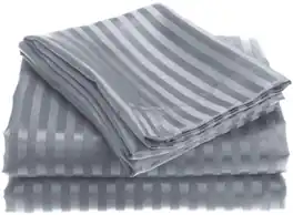 Plazatex - 1800 Series Embossed Striped Wrinkle Resistant Sheet 4pc Set King - Grey - Gray