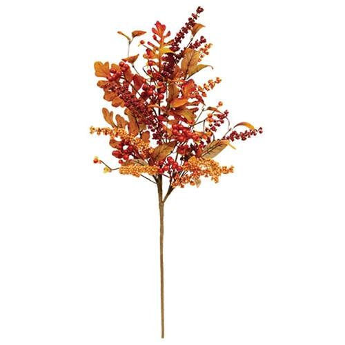 Front. BreeBe - Bittersweet Berries & Fall Leaves Spray - 28" - Orange, Mustard.