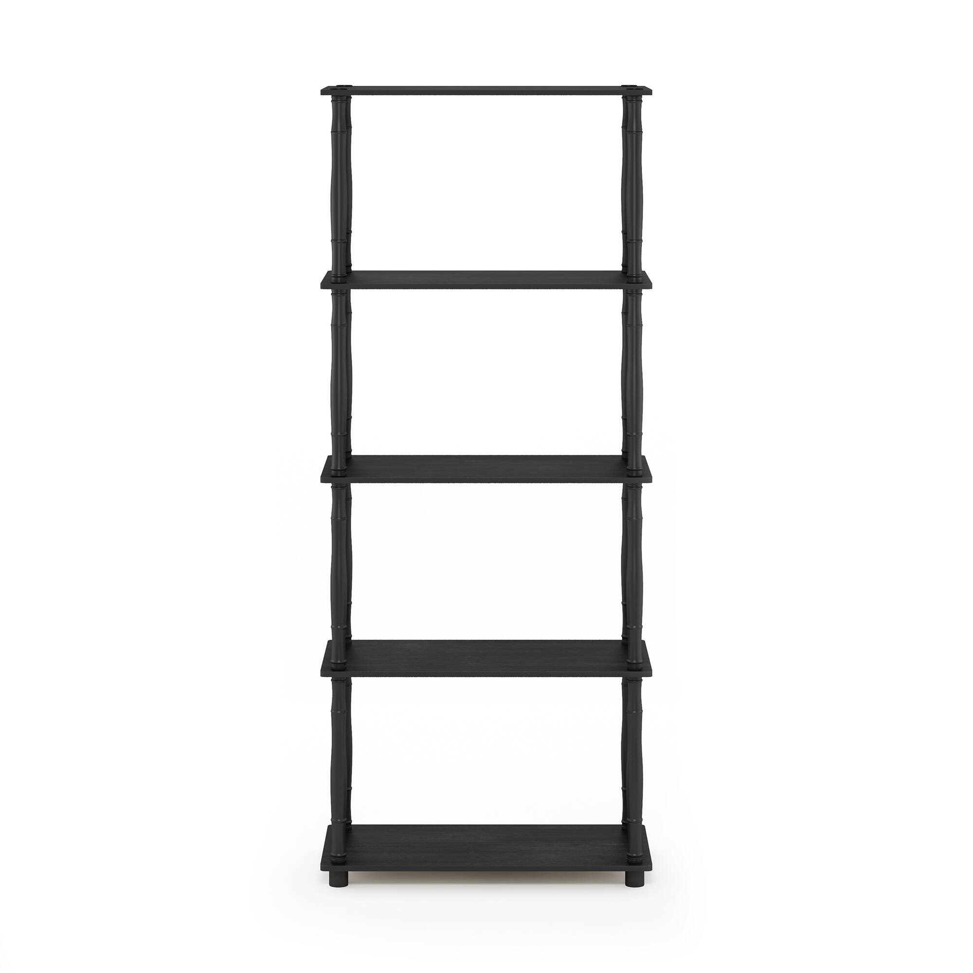 Alt View 2. Furinno - Turn-N-Tube 5-Tier Multipurpose Shelf Display Rack with Classic Tubes, Americano/Black - Americano/Black.