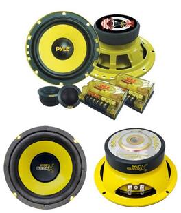 Pyle - PLG6C 6.5" 400W 2 Way Car Component and 2 6.5" 300W Subwoofer Sub Speakers - Black