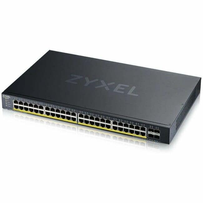 ZYXEL - 48-port GbE PoE Lite-L3 Smart Managed Switch with 4 10G Uplink - 48 Ports - Manageable - Gigabit Ethernet, 10 - Black