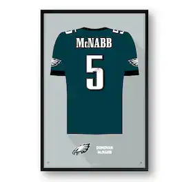 Sporticulture - Donovan McNabb Philadelphia Eagles Framed 14" x 20" Retired Jersey Art Print - Multicolor