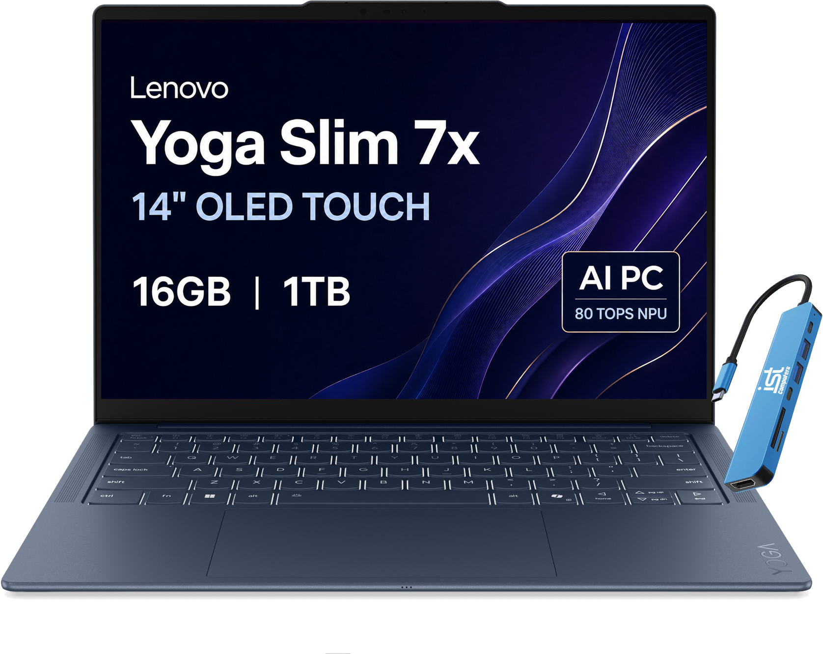 Lenovo - Yoga - Slim 7x - Copilot+ PC - 14"FHD+ OLED Touch Laptop - Snapdragon X2 Plus 2026 - 16GB RAM- 1TB SSD - 9.2MP IR Webcam - Blue