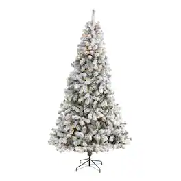 BreeBe - 8' Flocked Fir Christmas Tree w/500 LED Lights and 1000 Tips - Green
