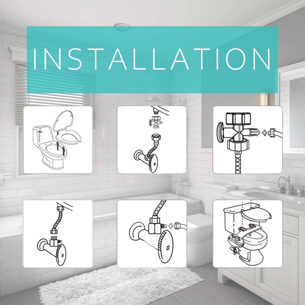 Alt View 6. Deco Essentials - Non-Electric Single Nozzle Toilet Seat Bidet for Standard 15/16" BIDET - White.