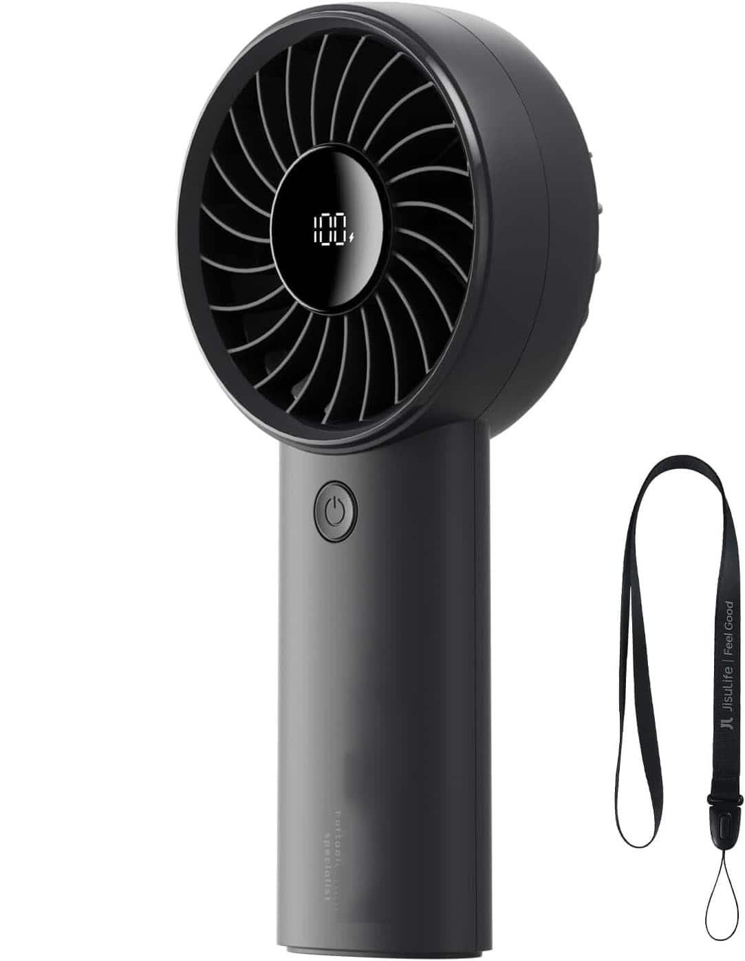 FINEAK - Life4 5000mAh 5-Speed Handheld Fan, LED Display 15H Cooling USB Rechargeable (Black)