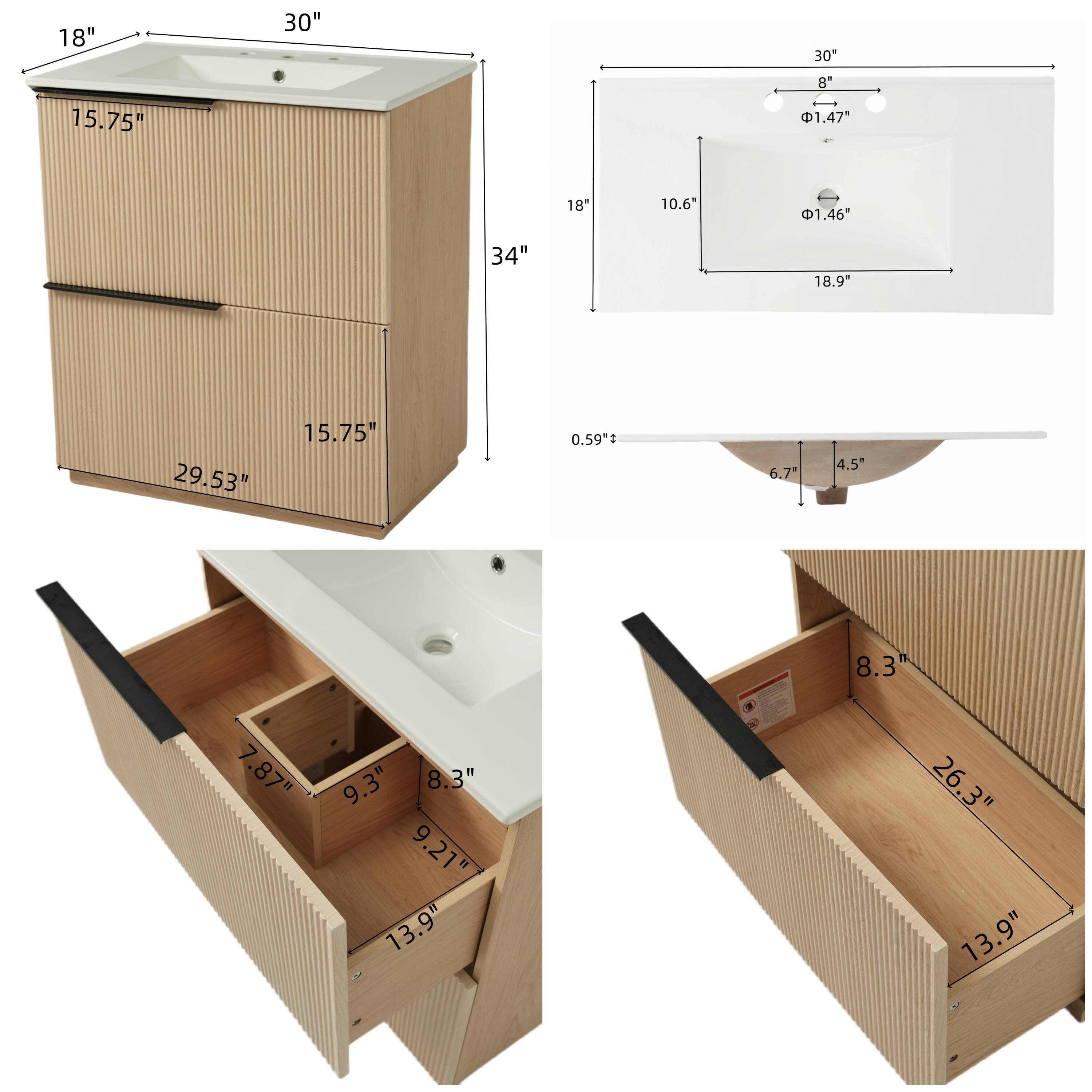 18" x 30" x 34"  
15.75" x 29.53" x 15.75"  
0.59"  
18" x 10.6" x 18.9"  
1.47" x 1.46"  
8"  
30" x 18.9"  
6.7" x 4.5" x 8.3" x 7.87" x 9.3" x 8.3" x 9.21" x 13.9" x 26.3" x 13.9"