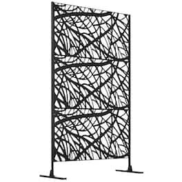 Outsunny - Decorative Outdoor Privacy Screen, See-Through Outdoor Divider/Separator with Twisted Branch Motif - Black