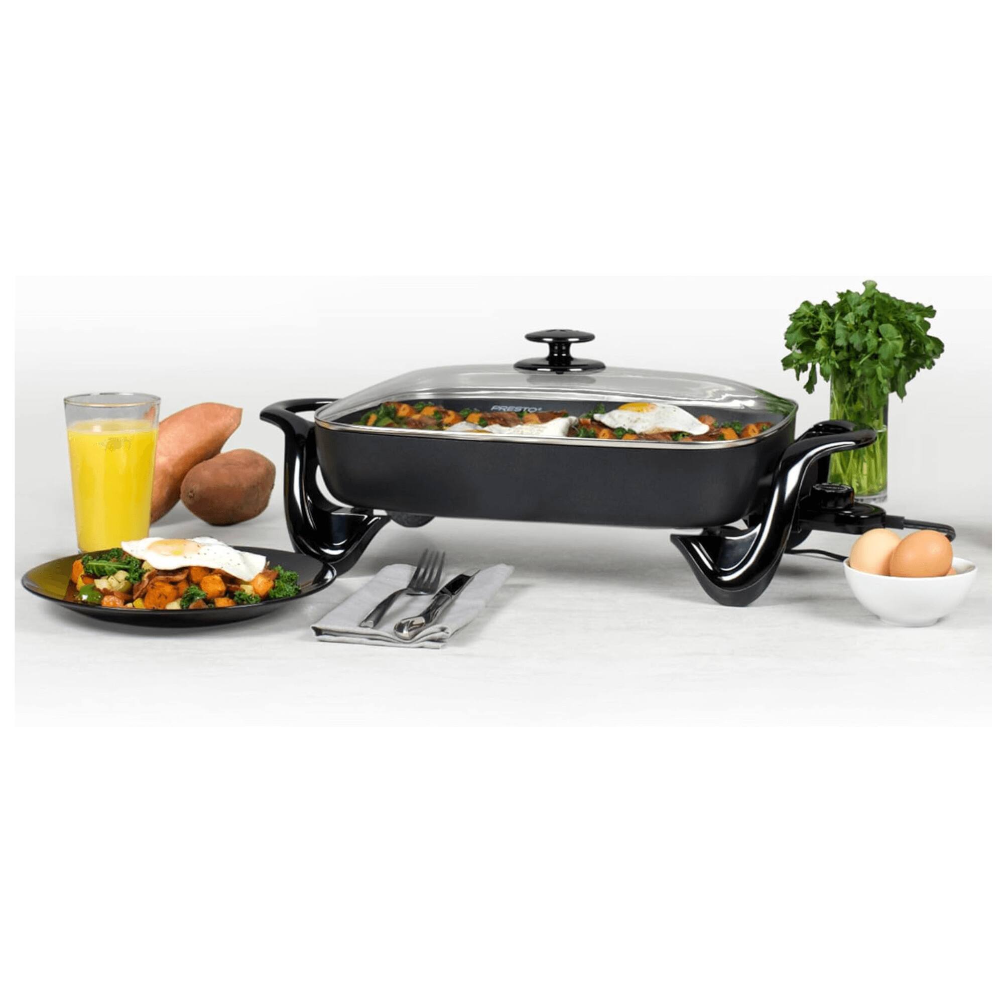 Alt View 3. Presto - 16-Inch Extra Large Non-Stick Skillet with Glass Lid - Black.
