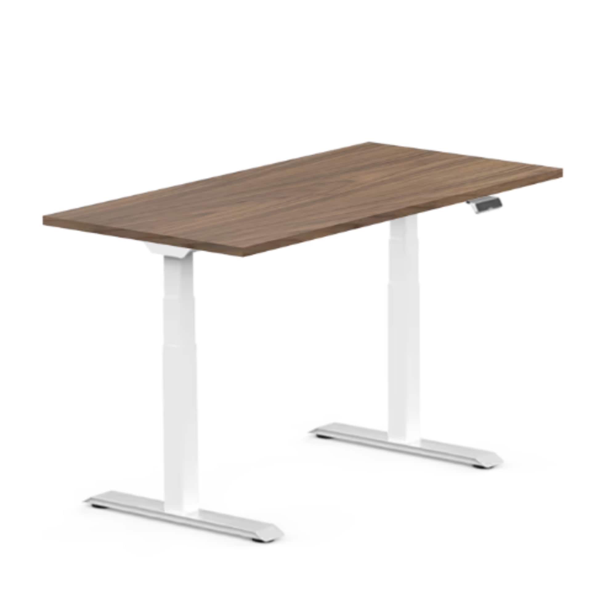 FlexiSpot - E7 55''W Electric Adjustable Standing Desk, Black /White - Walnut