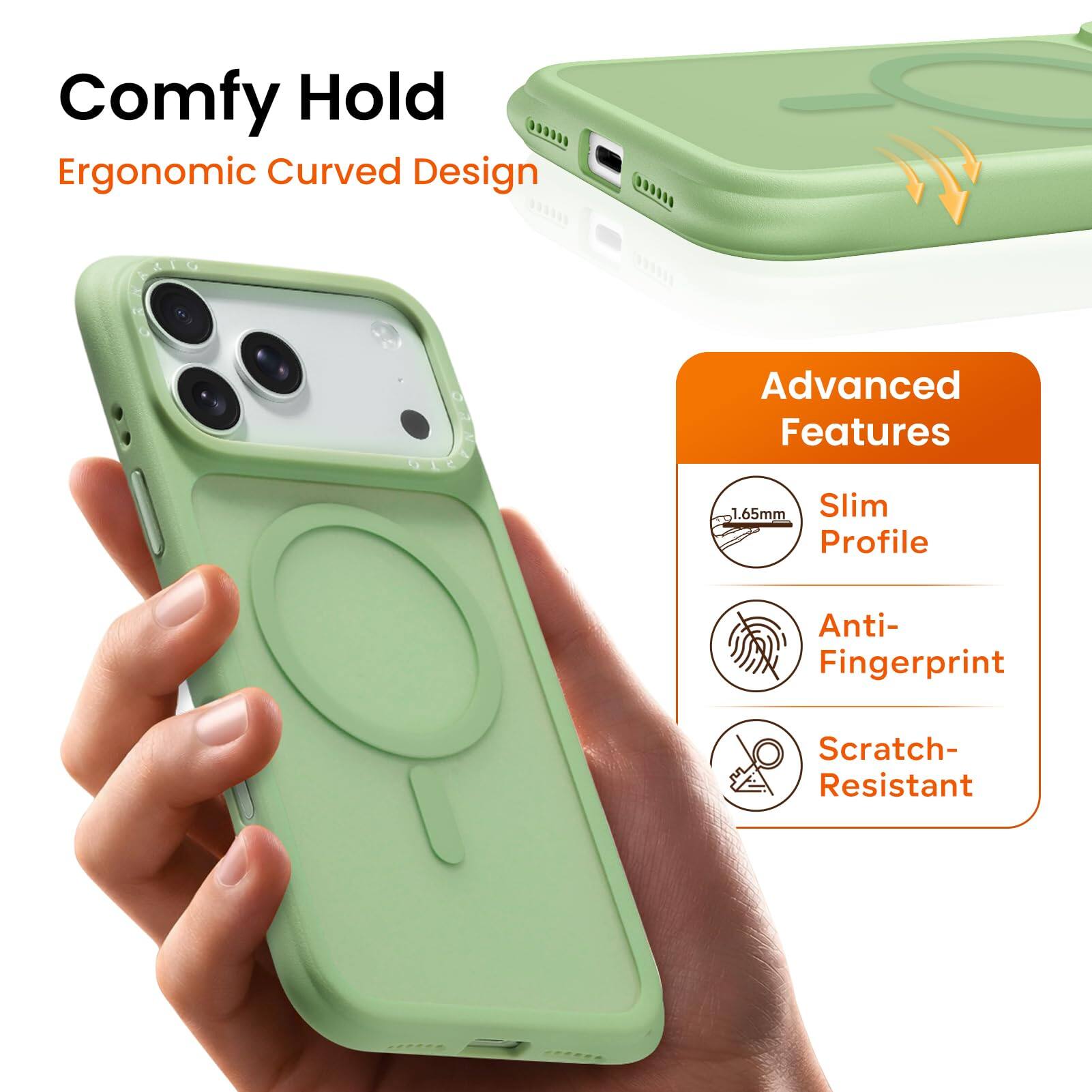 Comfy Hold  
Ergonomic Curved Design  

Advanced Features  
1.65mm Slim Profile  
Anti-Fingerprint  
Scratch-Resistant