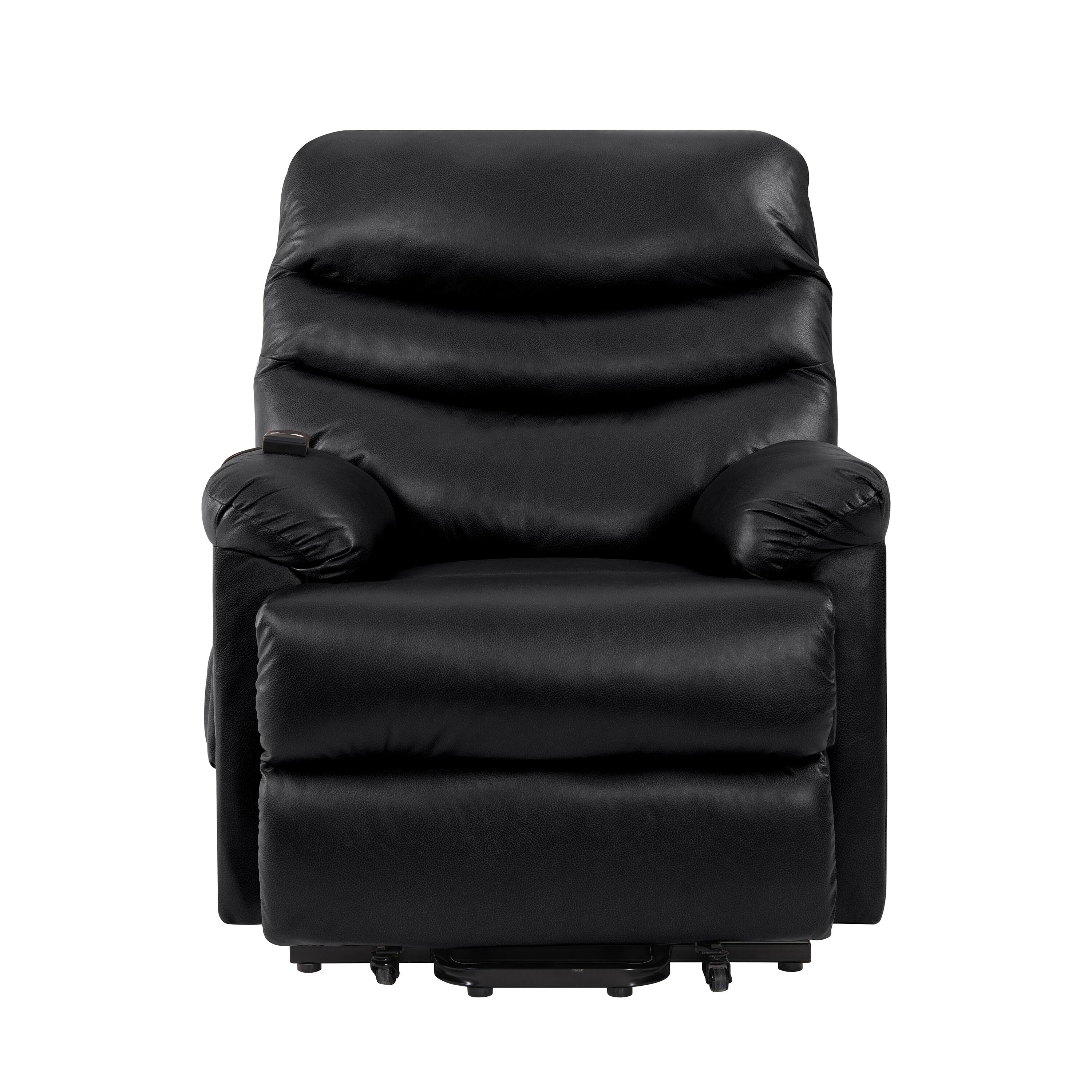 Front. ProLounger - Okada PU Power Recline and Lift Chair - Black.