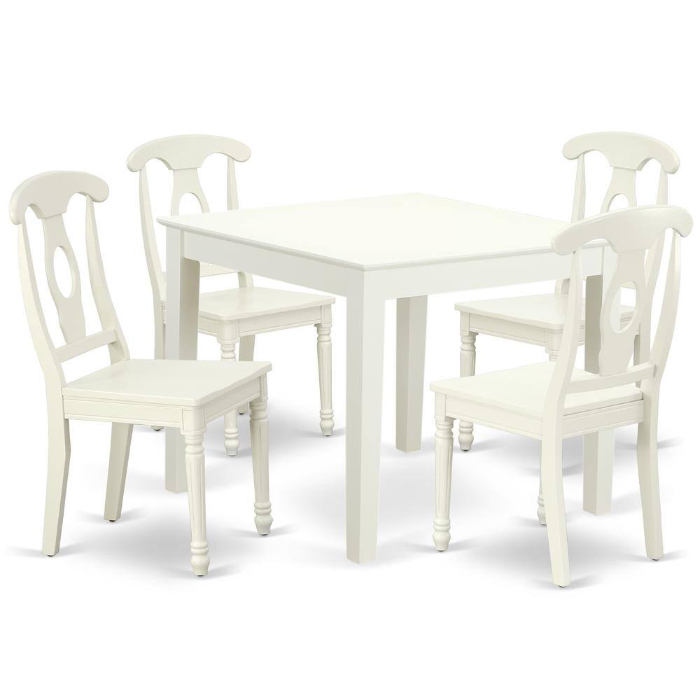 Back. East West Furniture - Dining Room Set Linen White - Brown.