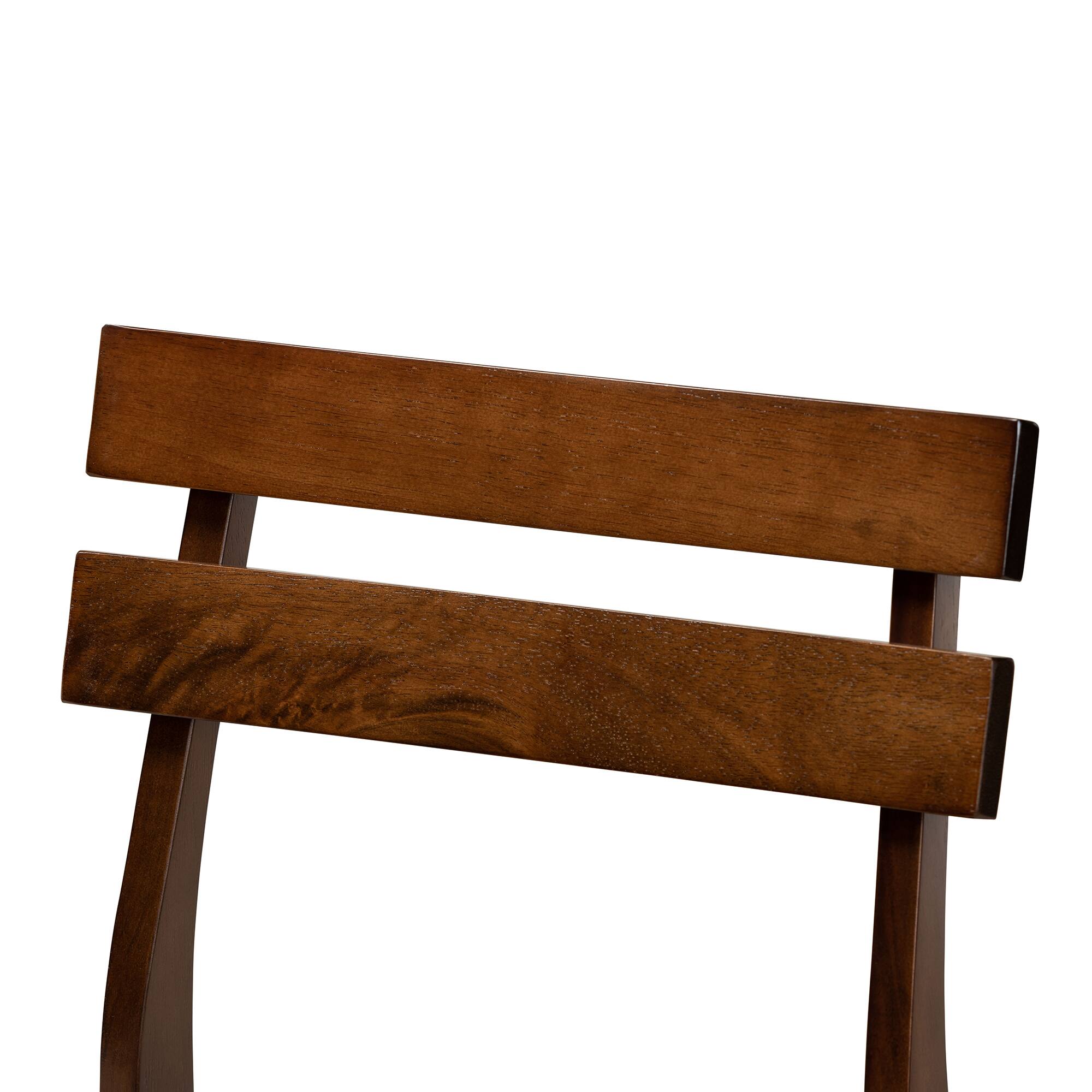 Left. Baxton Studio - Devlin Mid Century Fabric Upholstered and Finished Wood 4-Piece Dining Chair Set - Light Grey/Walnut.