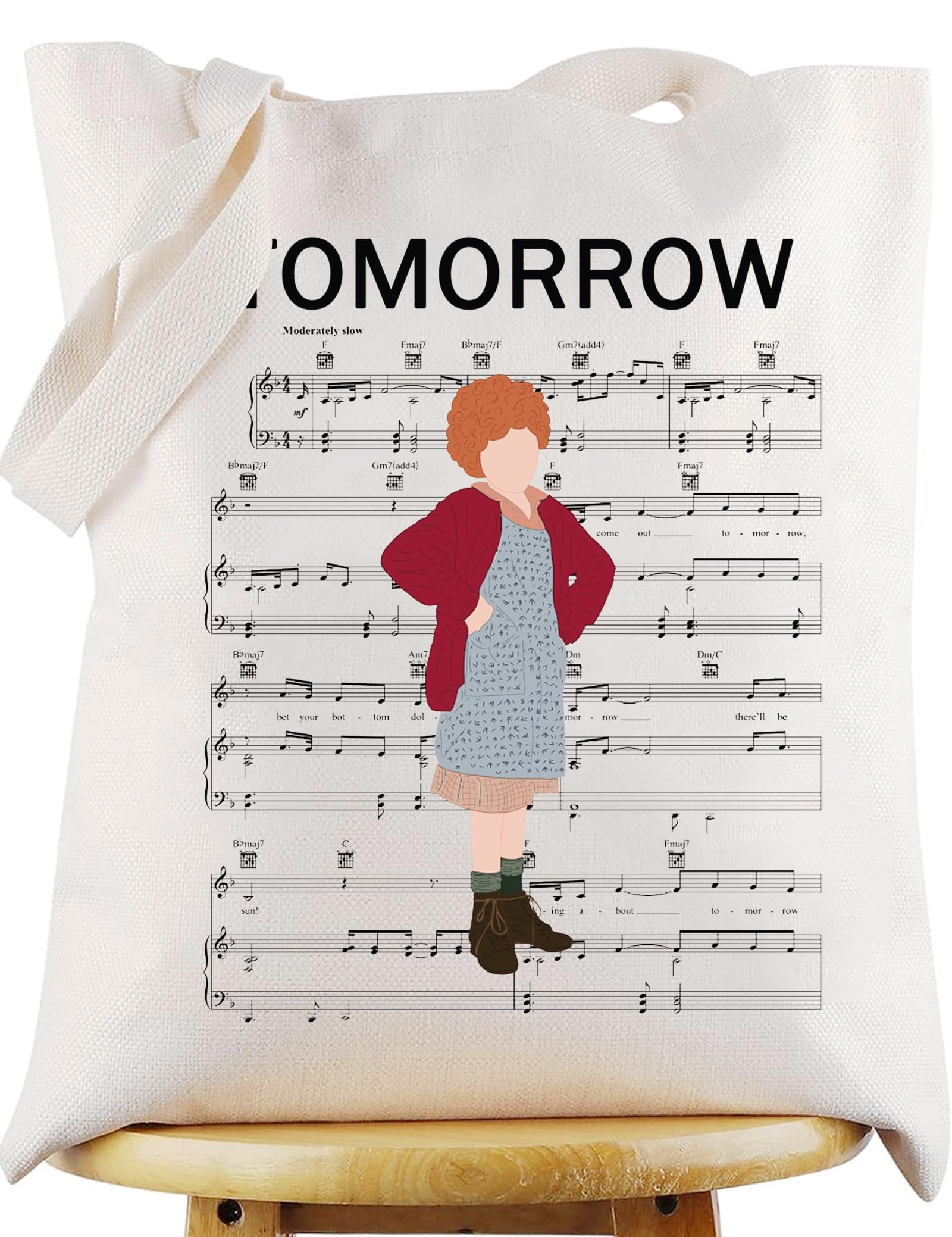 DORLUKFU - Musical Tote Bag Orphan Fans Gift Tomorrow Musical Reusable Grocery Bag Theater Drama Merchandise - Tomorrow-t