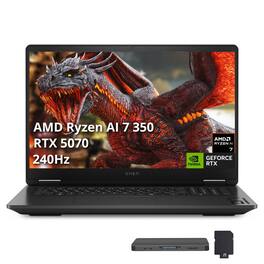 HP - OMEN 17.3" QHD Gaming Laptop,Ryzen AI 7 350,32GB RAM,2TB SSD+1TB Dock Set,GeForce RTX 5070,Backlit KB,Win 11 - Black