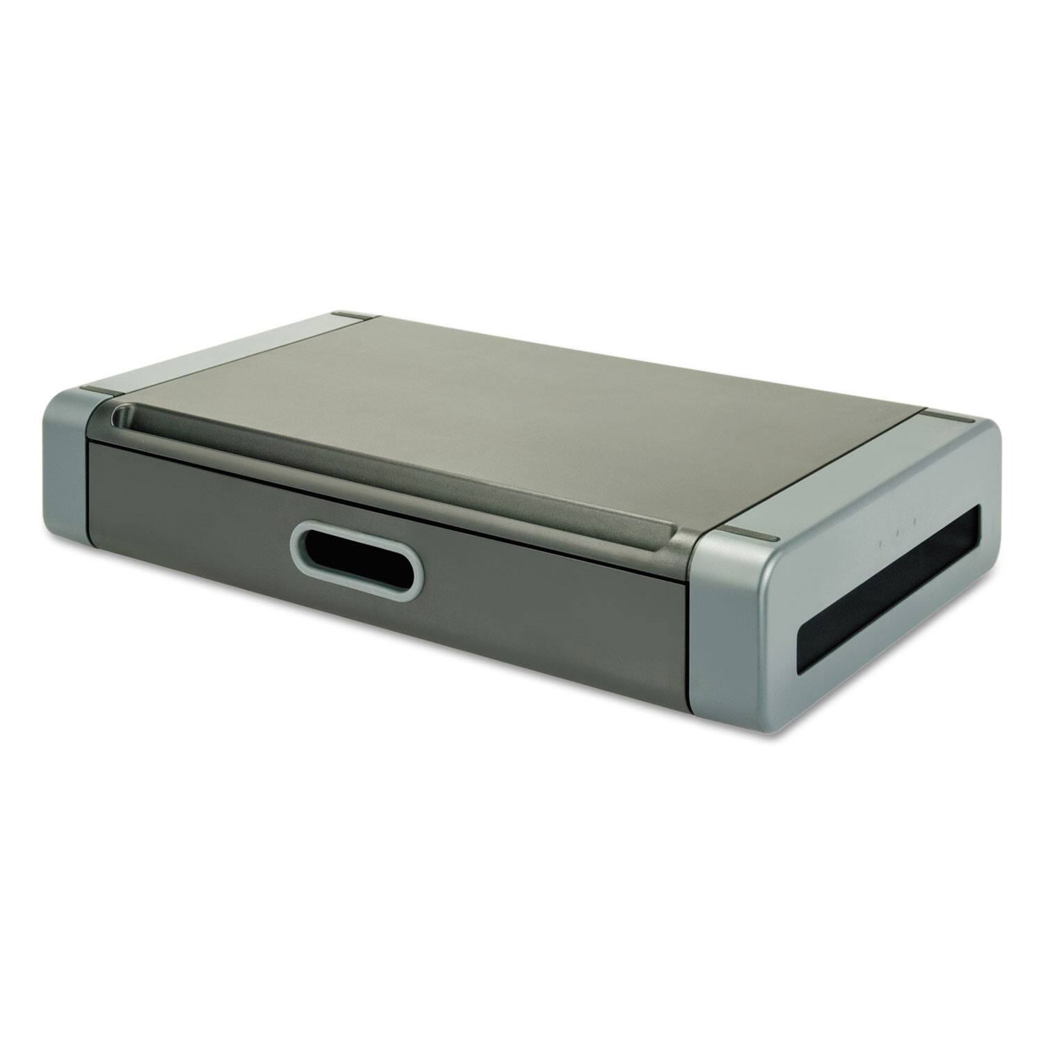 Alt View 1. KanTek - Kantek MS760 19 in. x 11 in. x 4 in. Supports 20 lbs. Monitor Riser/Gray - Black/Gray.