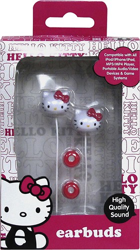 NEW Hello Kitty Ear Bud Headphones Sanrio Sakar 2010 Wired/Corded 2000s Y2K
