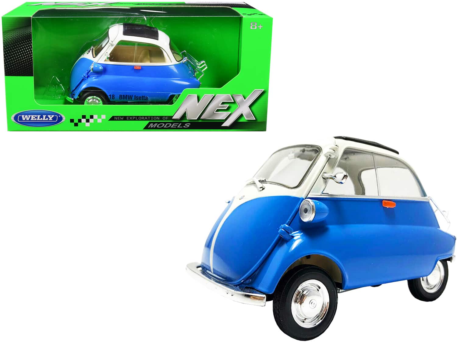 "BMW Isetta Blue and White ""NEX Models"" 1/18 Diecast Model Car by Welly" price history on PriceWatchPro