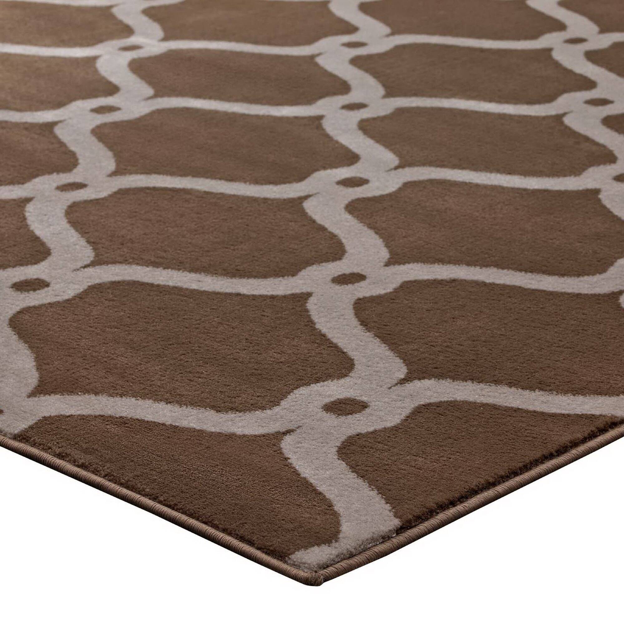Alt View 2. Modway - Beltara Chain Link Transitional Trellis Area Rug - Dark Tan and Beige.