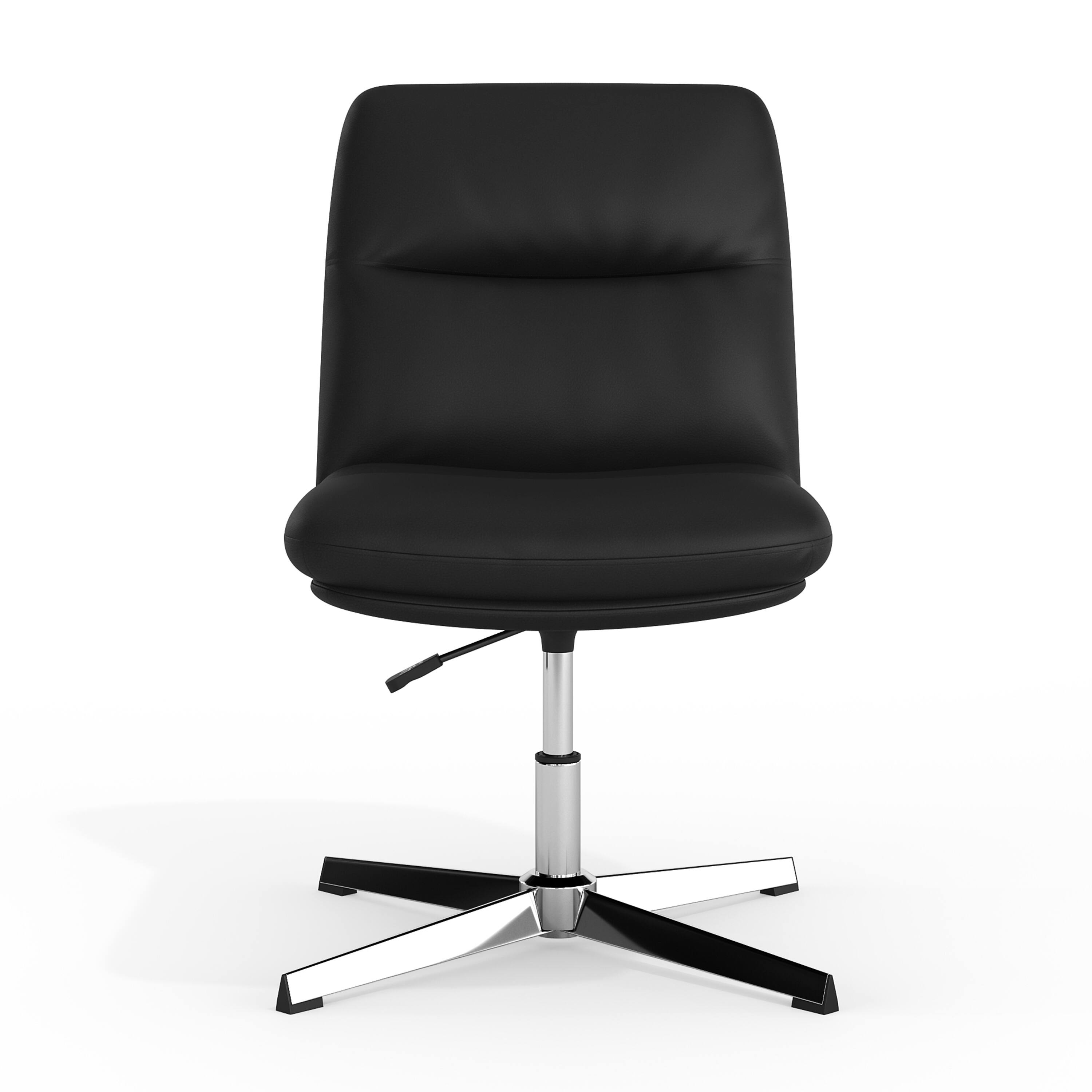 Angle. Flash Furniture - Chloe Commercial Mid-Back Black Padded LeatherSoft Armless Stationary Task Office Chair with Adjustable Height, Swivel F - Black.