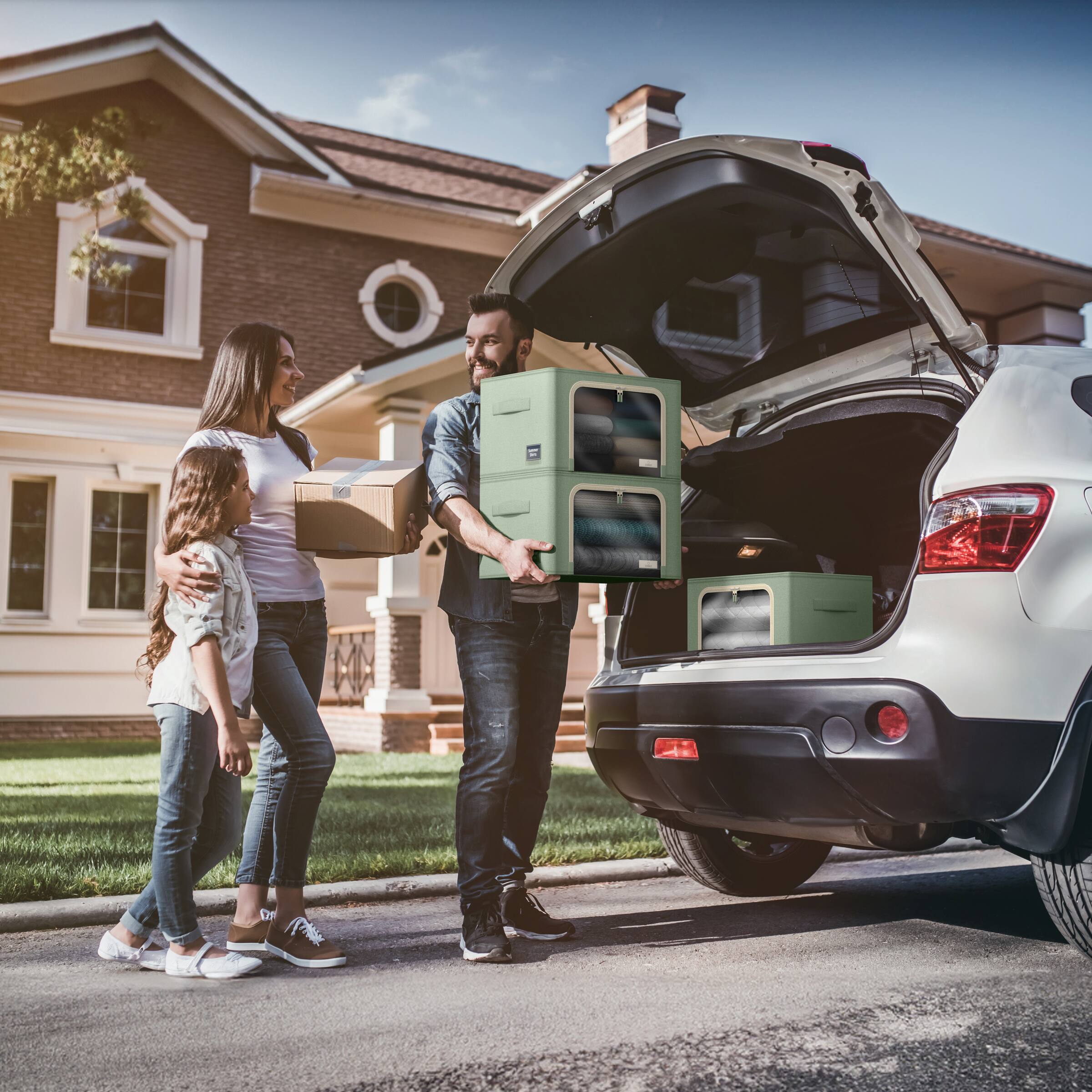 Alt View 3. Sorbus - Sorbus Storage Bins with Metal Frame - Stackable & Foldable Clothes Organizer Bags - Oxford Fabric Storage Containers - Teal.
