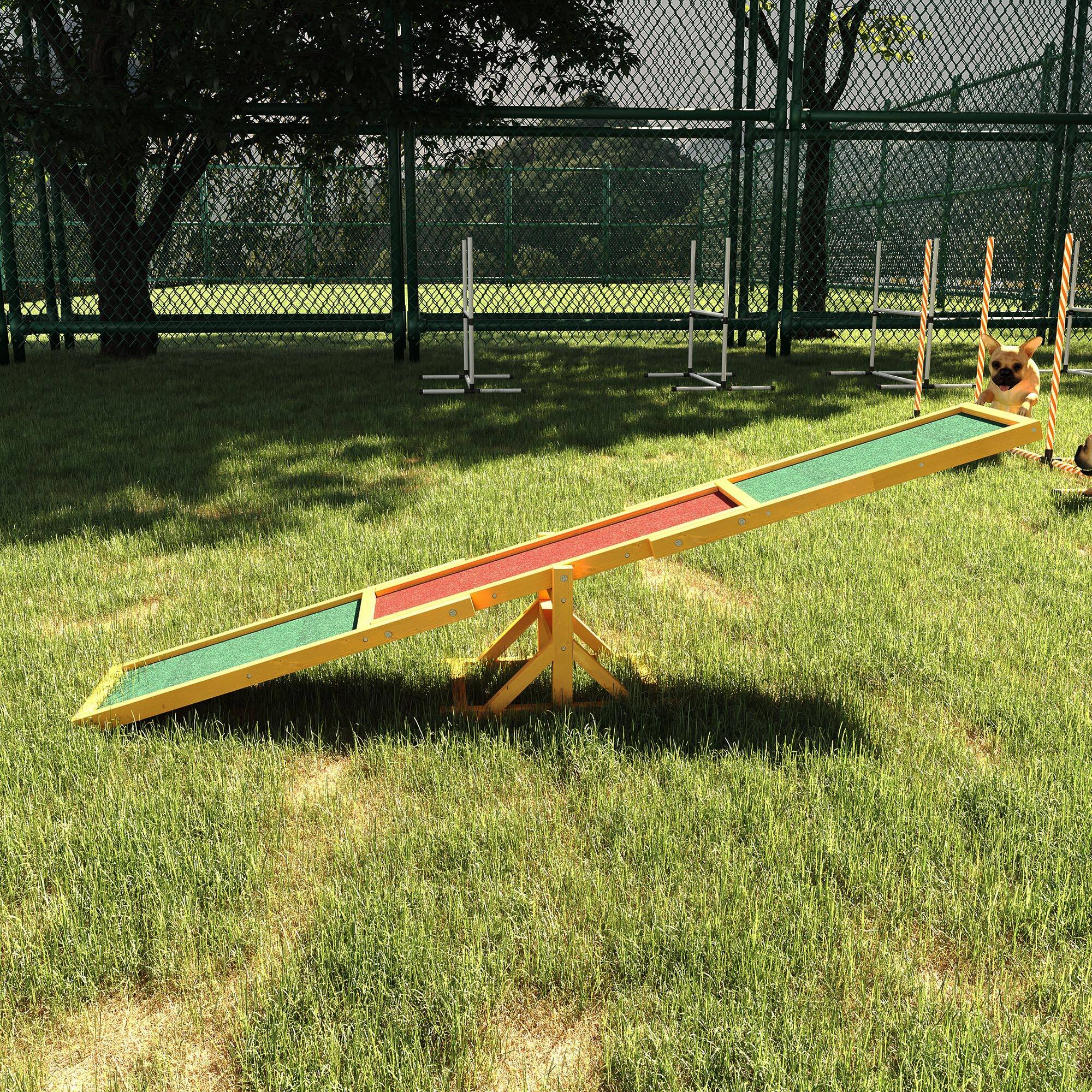 Angle. TinyHomie - PawHut 71Lx12Wx12H Wooden Dog Agility Seesaw Natural - brown.