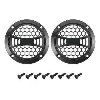 Front. Unique Bargains - 2pcs 2" Speaker Grill Mesh Plastic Woofer Guard Protector Plastic Frame with Screws for Home Audio Car Speaker - Black.