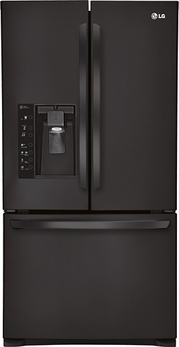  LG - 30.7 Cu. Ft. French Door Refrigerator with Thru-the-Door Ice and Water - Smooth Black