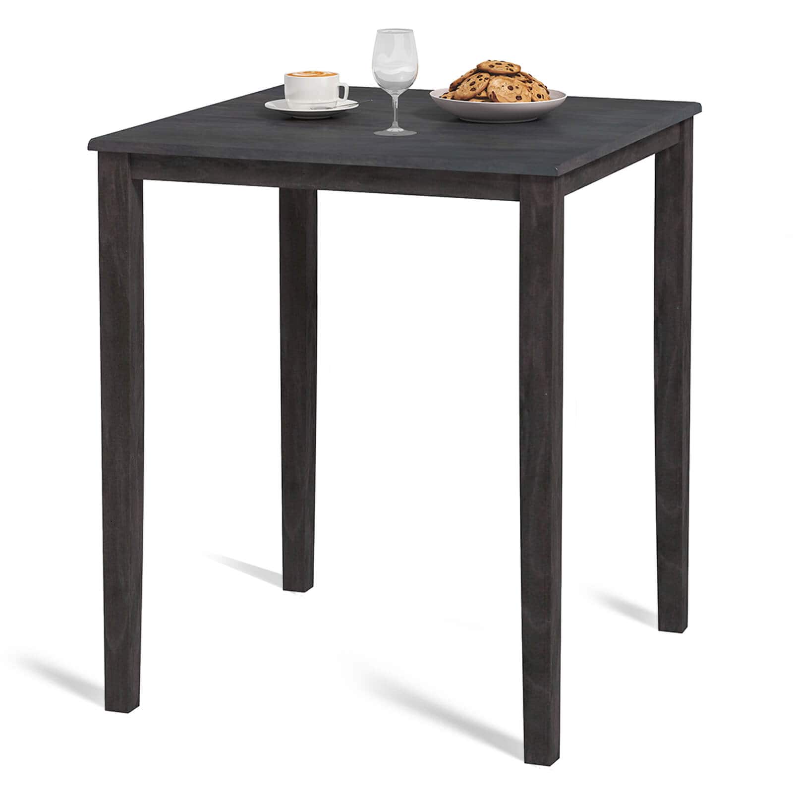 Costway - Square Dining Table for 4-Person with Solid Wood Frame for Dining Room - Gray
