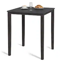 Costway - Square Dining Table for 4-Person with Solid Wood Frame for Dining Room - Gray