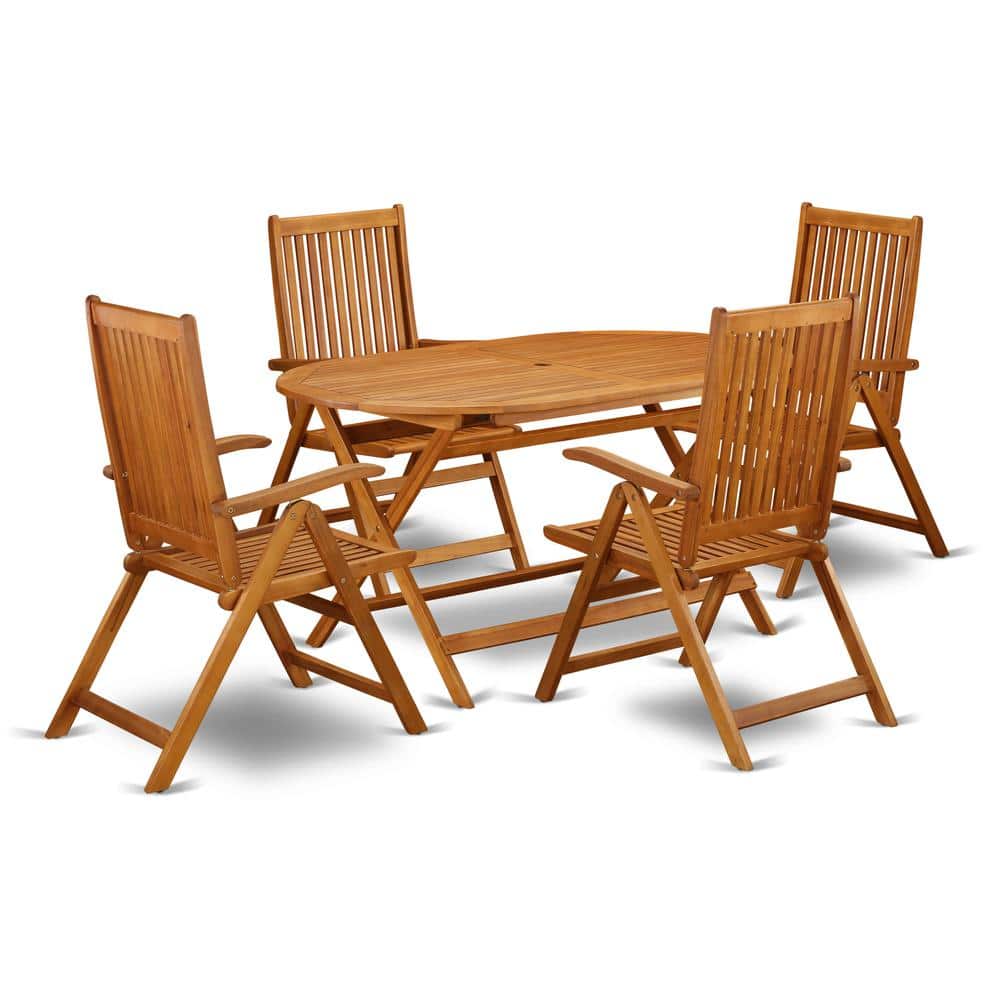 East West Furniture - Wooden Patio Set Natural Oil - Brown