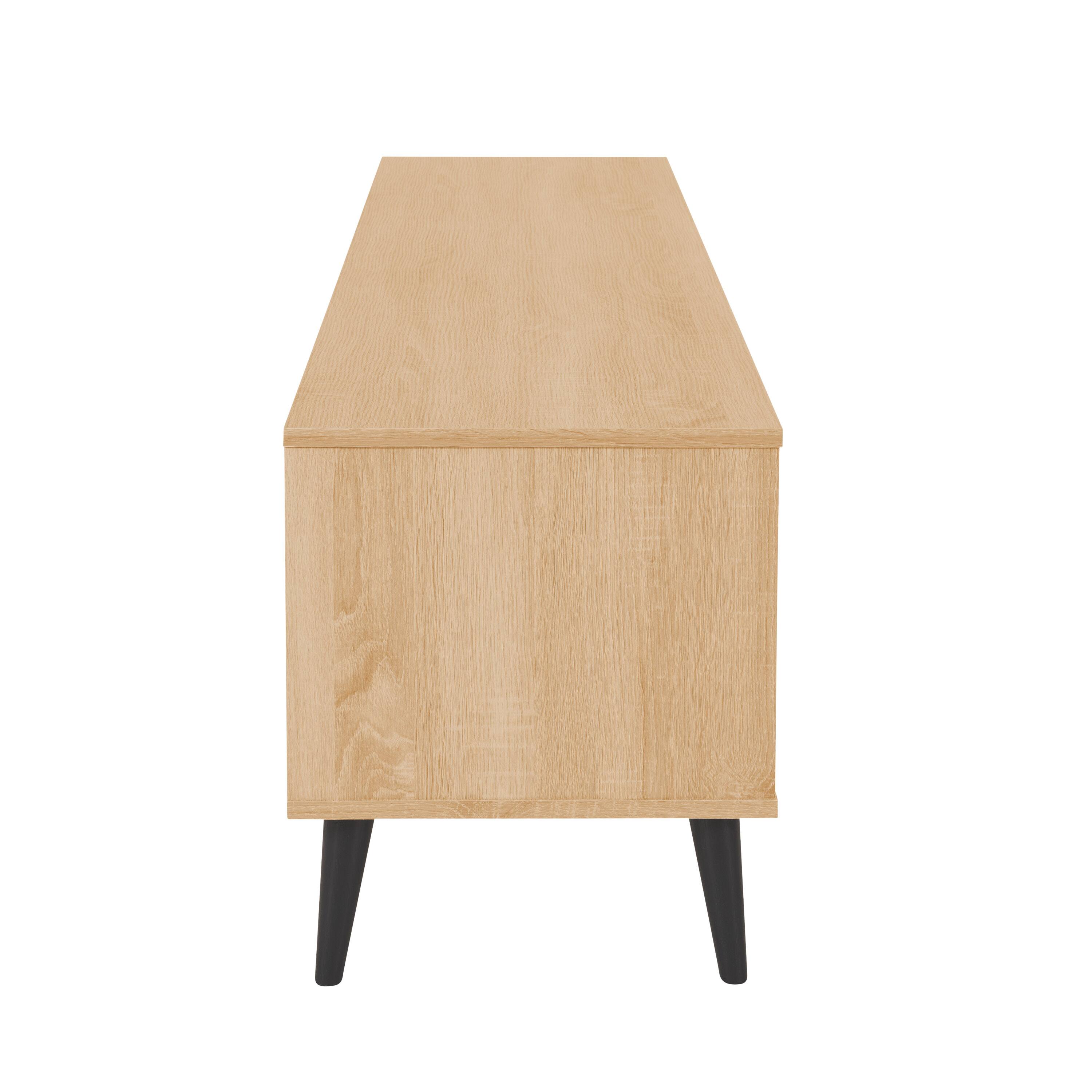 Left. CorLiving - Cole Collection TV Stand with Open Cabinets for Most TVs up to 85" - Light Wood.