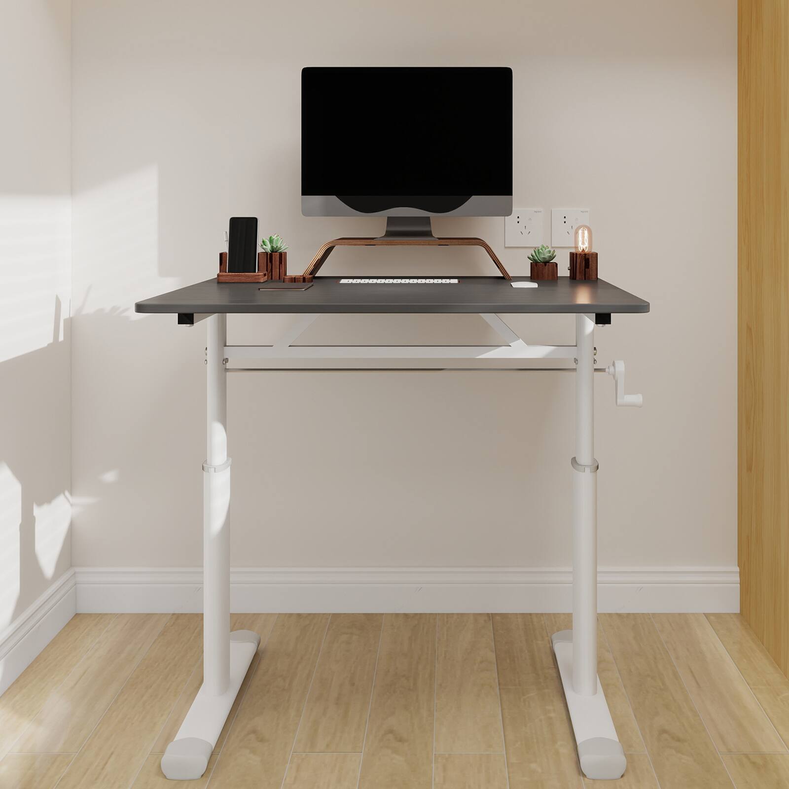 Alt View 4. GOODSILO - 31.5" Adjustable Height Desk - Ergonomic Sit Stand Table for Home Office & Study - Grey.