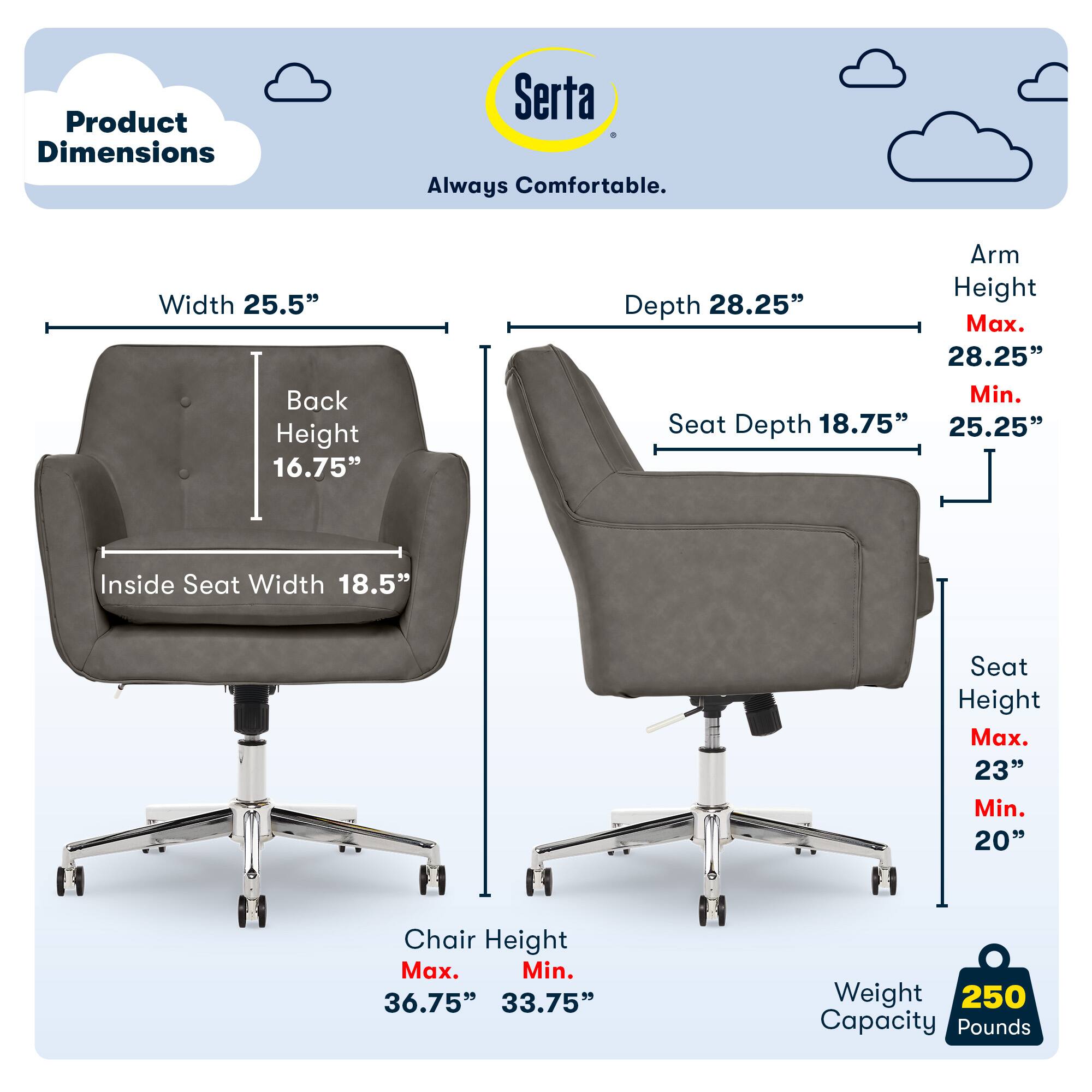 Serta – Ashland Bonded Leather & Memory Foam Home Office Chair – Gray Sansujyuku sansujyuku.com