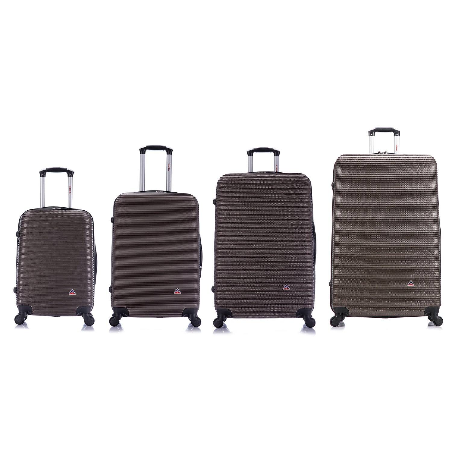 Angle. InUSA - Royal lightweight hardside Spinner 4 Piece Luggage Set 20"/24"/28"/32" - BROWN.