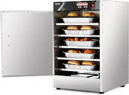 Winado - 800W 120V 5-Tier Commercial Food Warmer, Hot Box Food Warmer Pizza Warmer Hot Holding Cabinet Electric Countertop - Silver