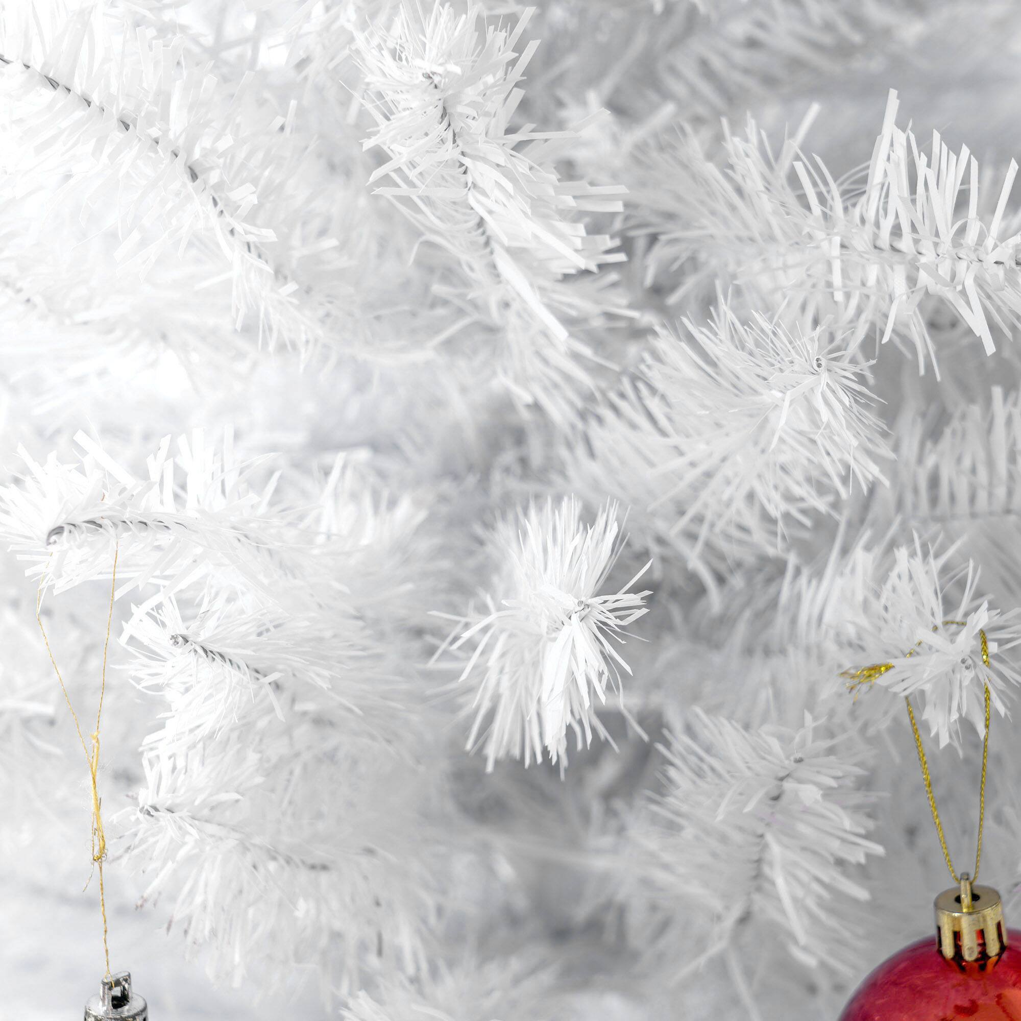 Alt View 8. Homcom - Tall Pre-Lit Slim Noble Fir Artificial Christmas Tree with 300 Warm White LED Lights and 618 Tips, for Christmas - White.