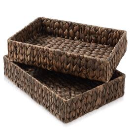 Casafield - 2 Bathroom Storage Baskets - Seagrass-Hyacinth - Toilet Paper Bin - Espresso - Hyacinth