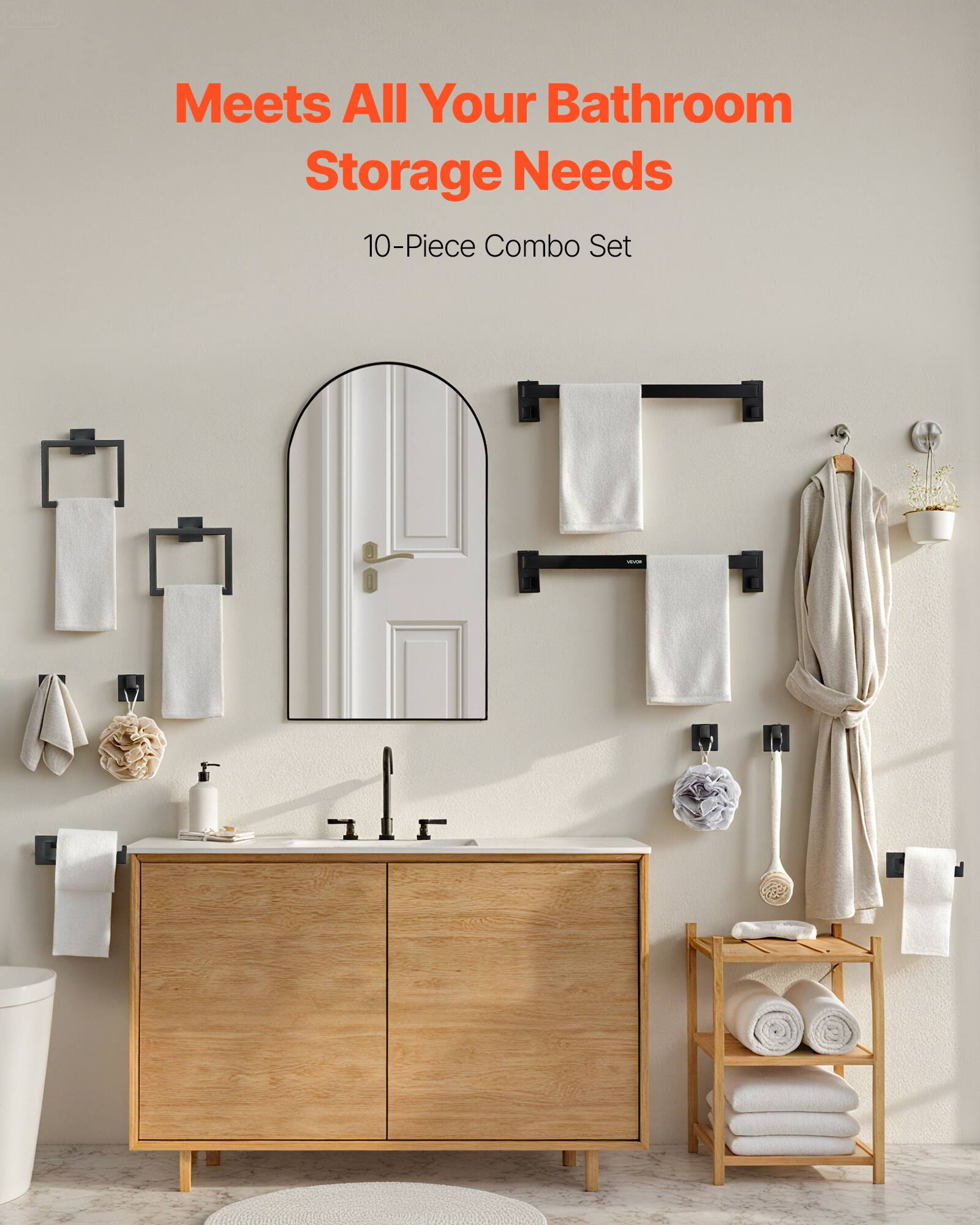 Meets All Your Bathroom Storage Needs  
10-Piece Combo Set